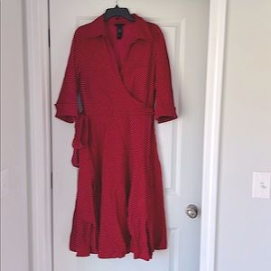 Sz 18 Lane Bryant Red and white polka dot dress